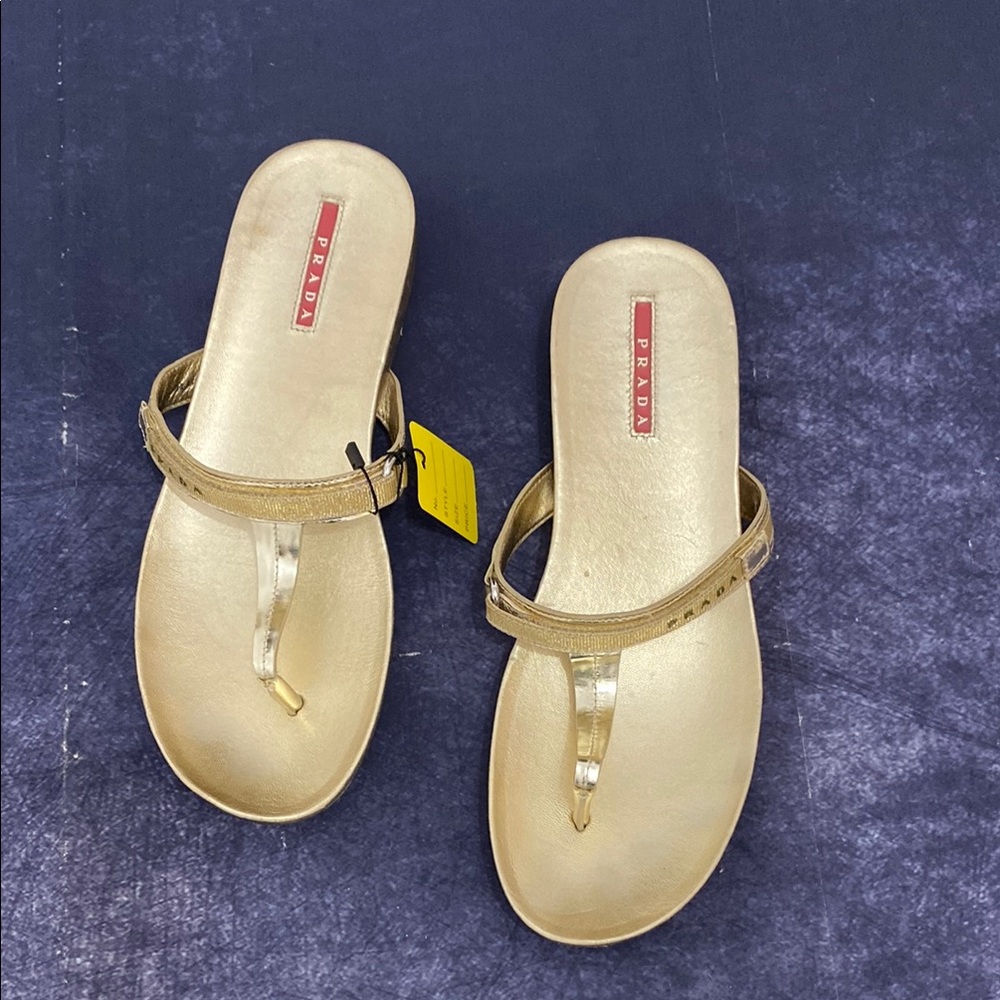 Prada Metallic Gold Women's Sandals